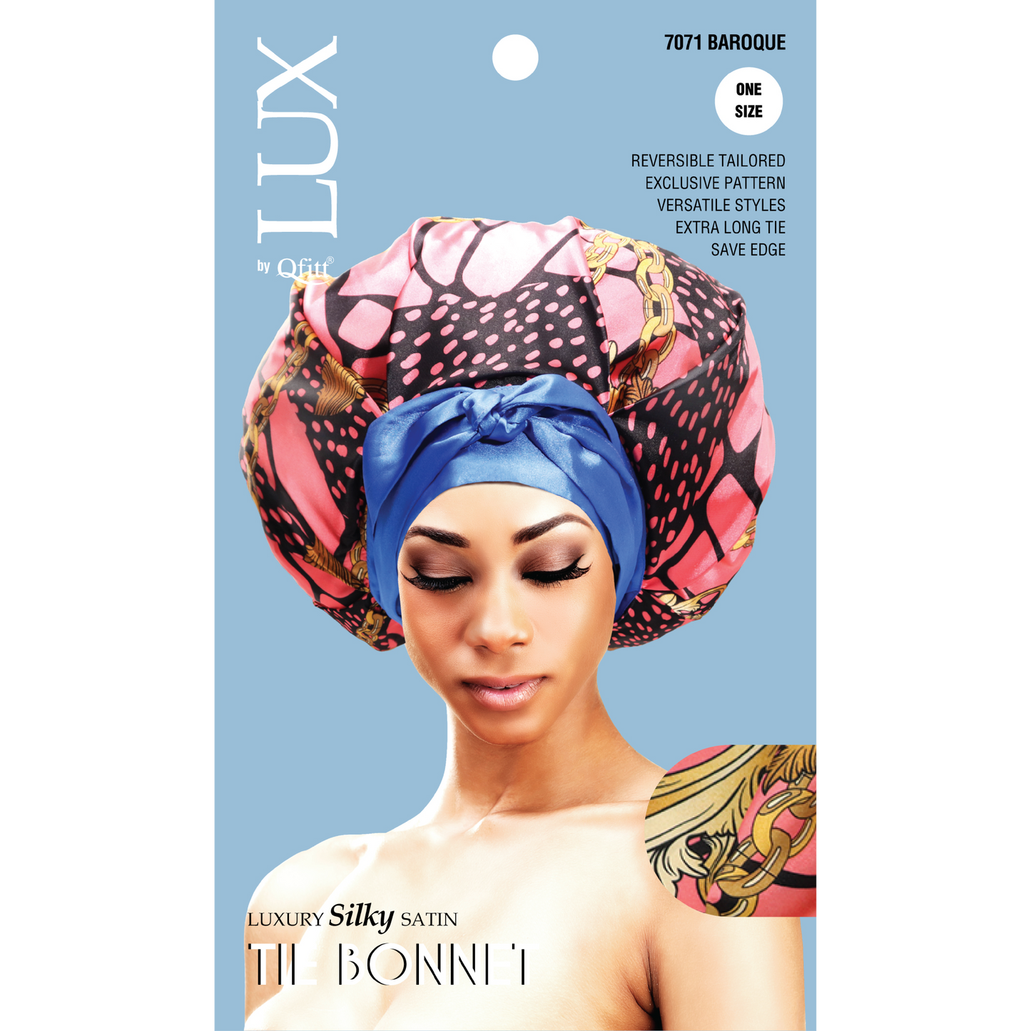 LUXURY SILKY SATIN TIE BONNET - PATTERN