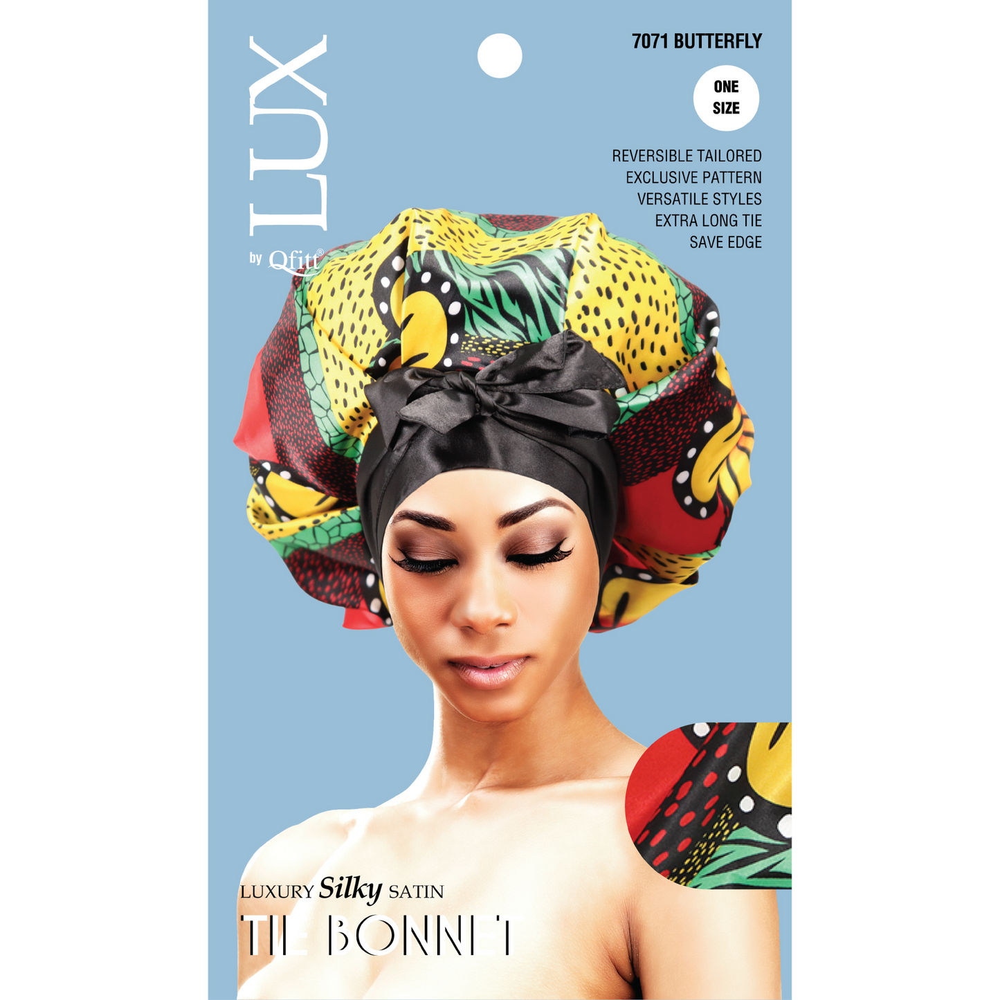 LUXURY SILKY SATIN TIE BONNET - PATTERN