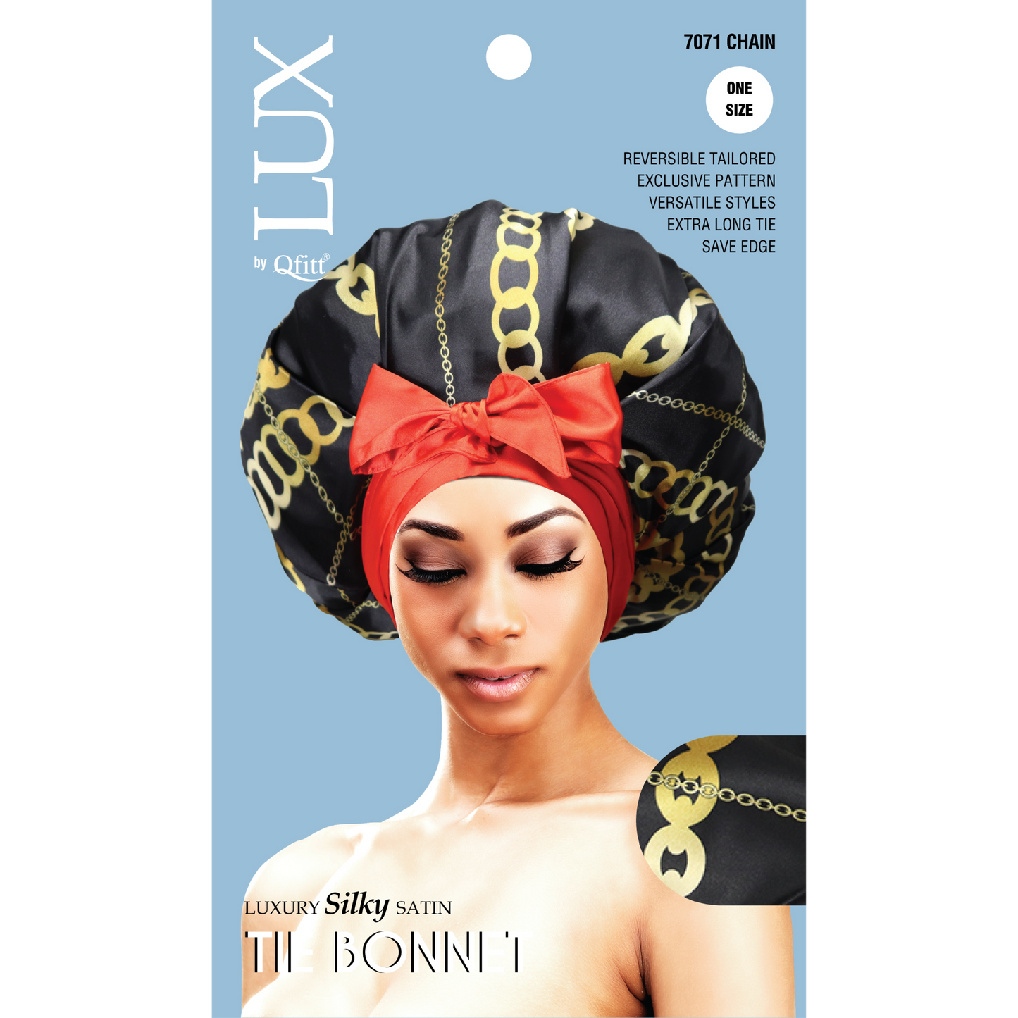 LUXURY SILKY SATIN TIE BONNET - PATTERN
