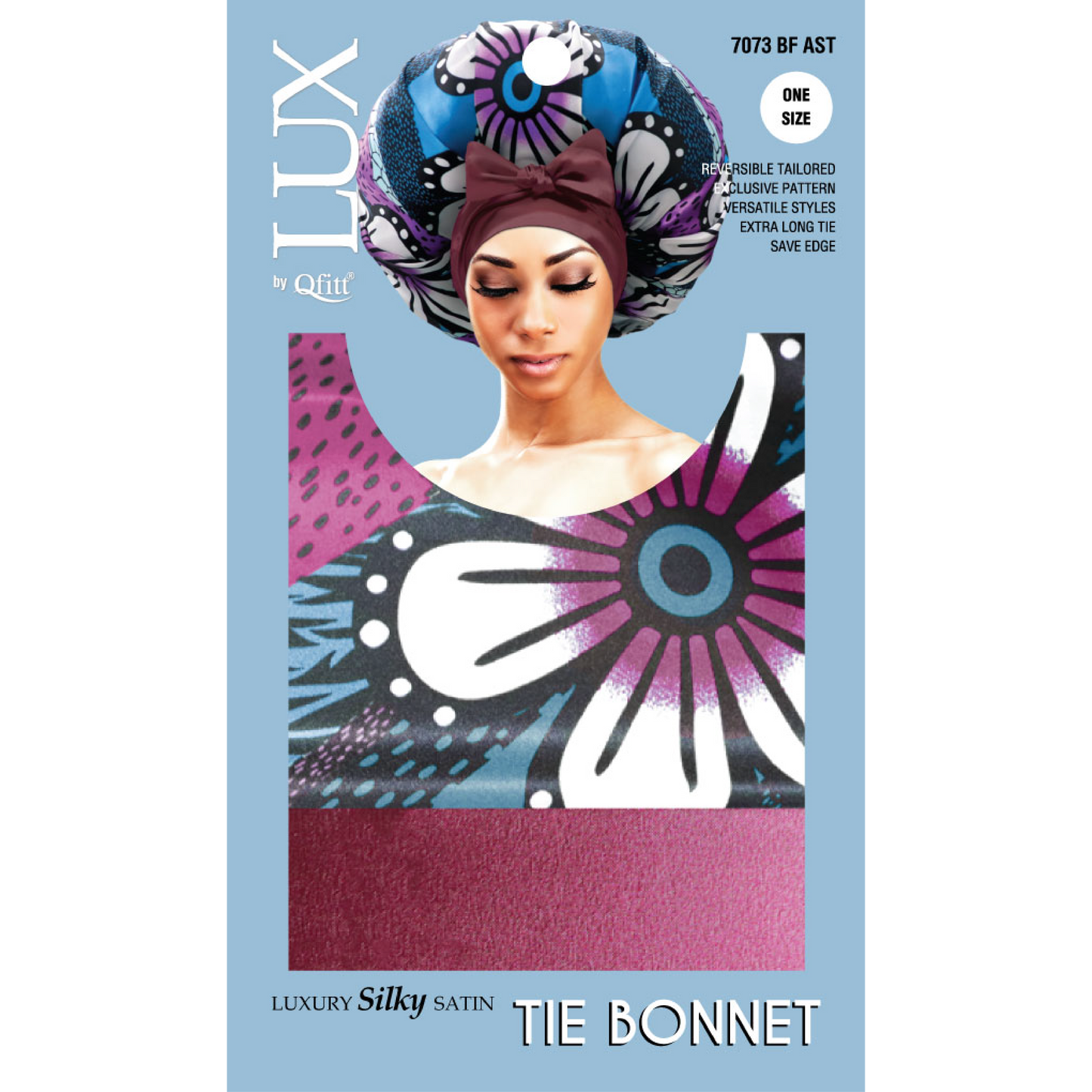LUXURY SILKY SATIN TIE BONNET - PATTERN