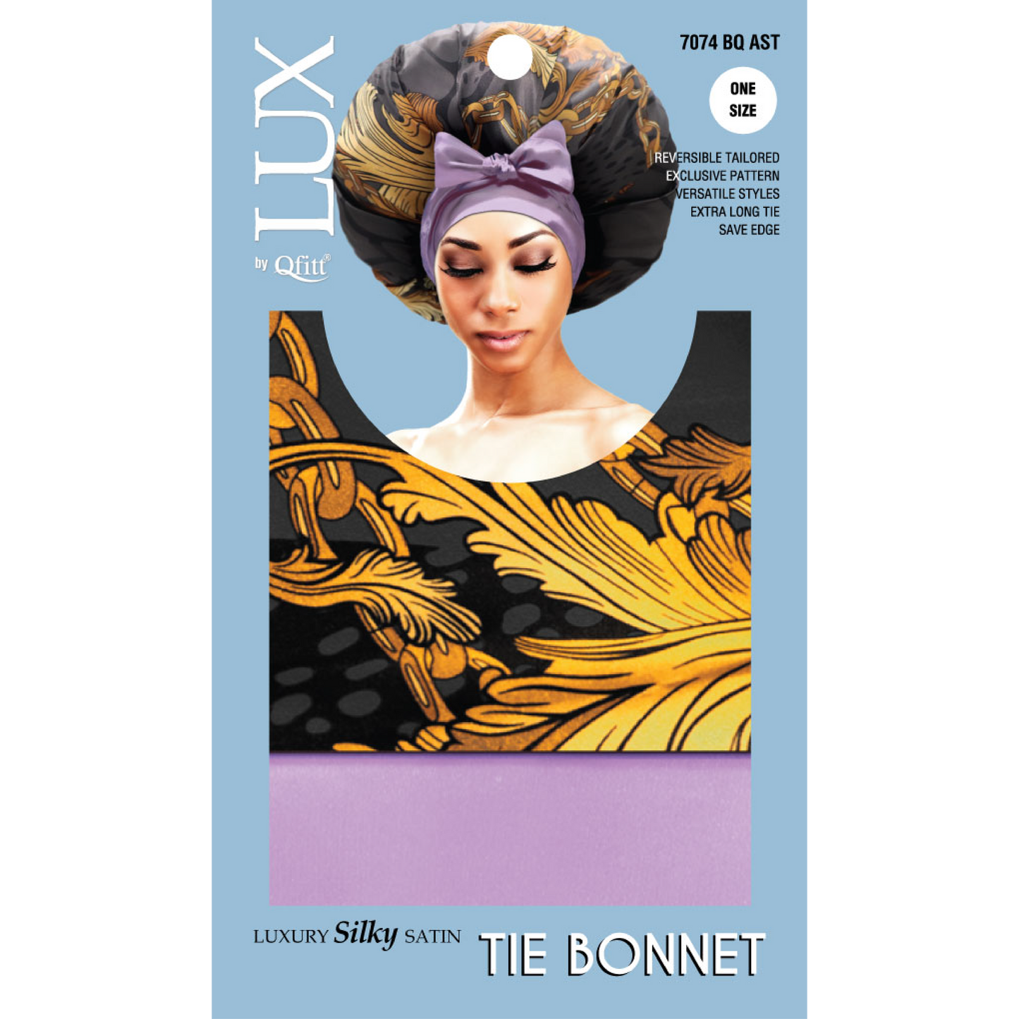LUXURY SILKY SATIN TIE BONNET - PATTERN