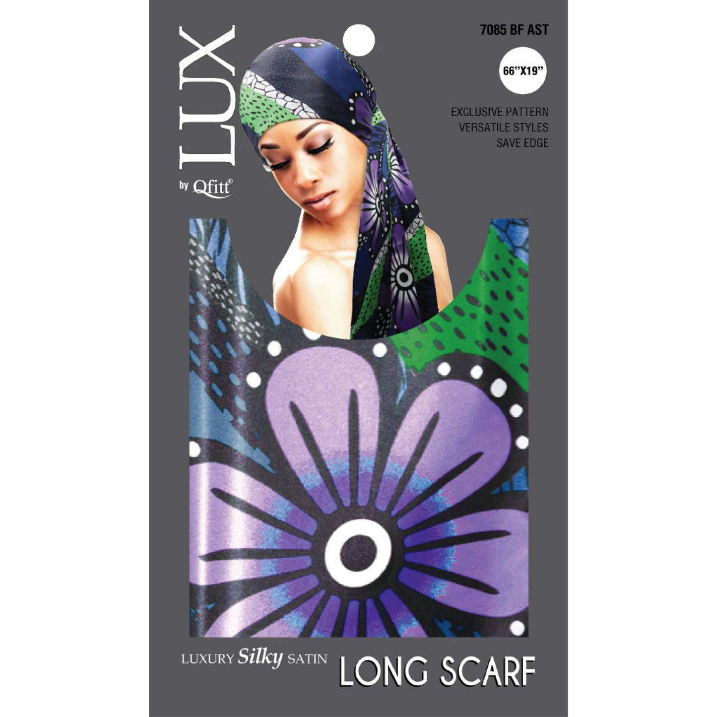 LUXURY SILKY SATIN LONG SCARF - PATTERN