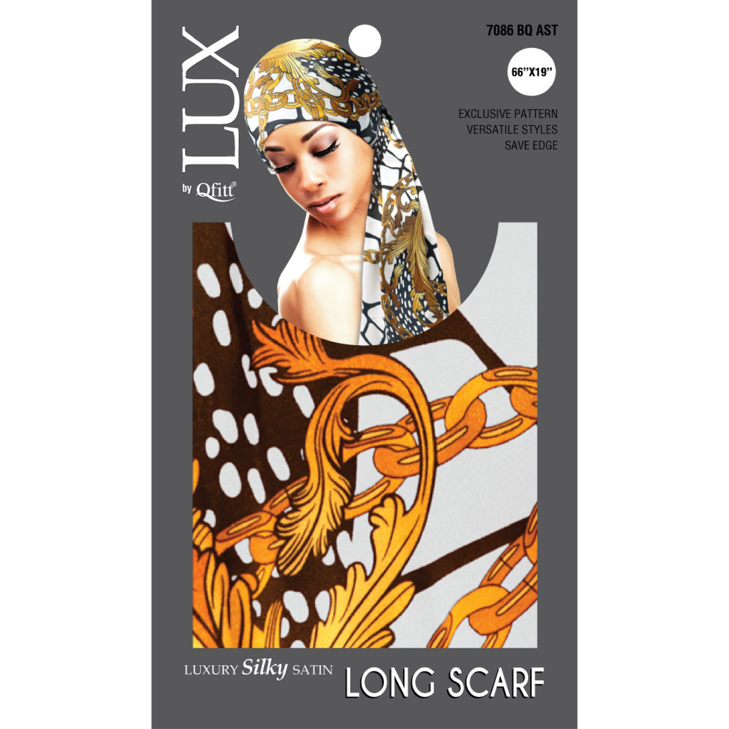 LUXURY SILKY SATIN LONG SCARF - PATTERN