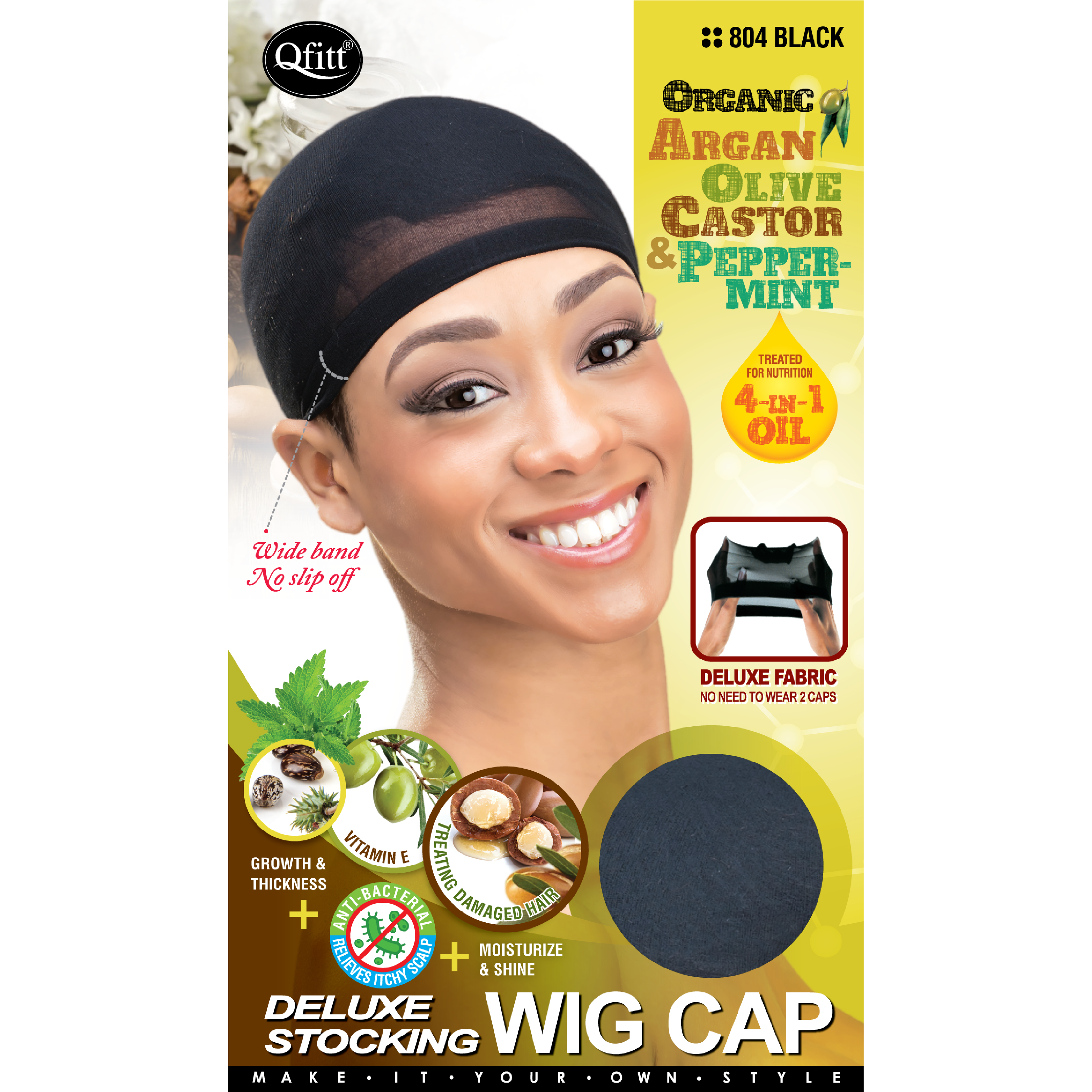 Qfitt Stocking Wig Cap #126 Black Wide Band No Slip off X-large for sale  online