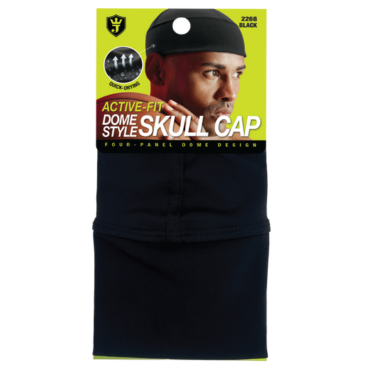 ACTIVE-FIT DOME STYLE SKULL CAP [BLACK]