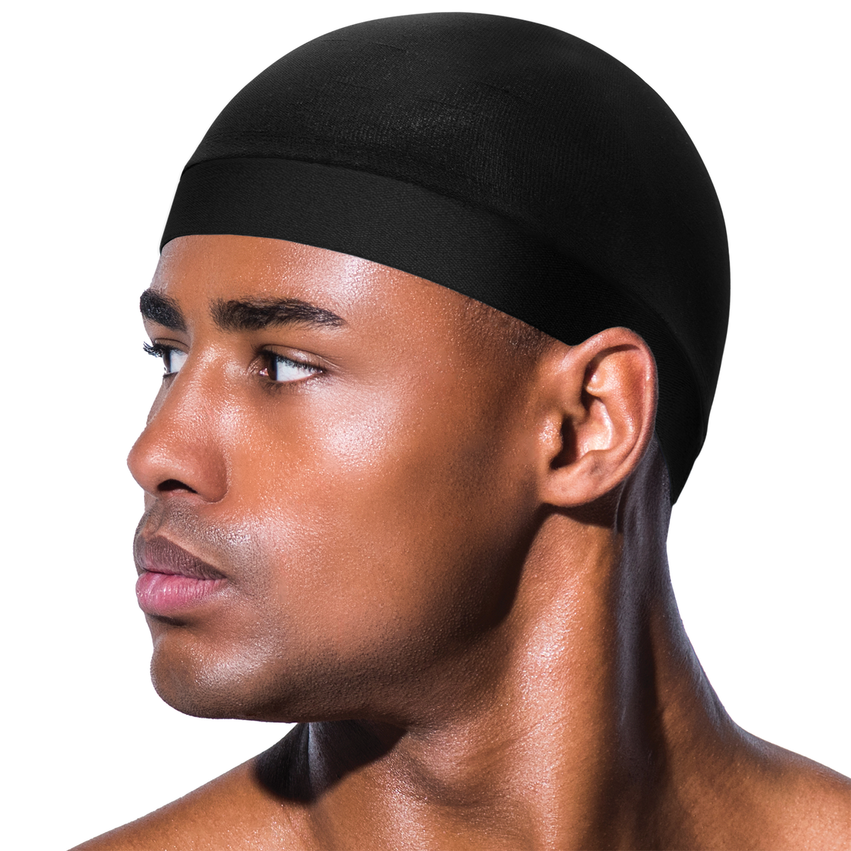 King J black wave cap for men's 360 wave hair care with a stretch band