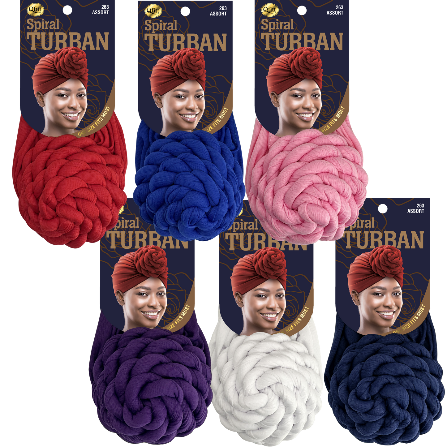 Spiral Turban [ASSORT-6 PIECES SET]