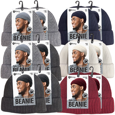 SATIN LINED BEANIE [ASSORT-12PC/PACK] – Qfitt