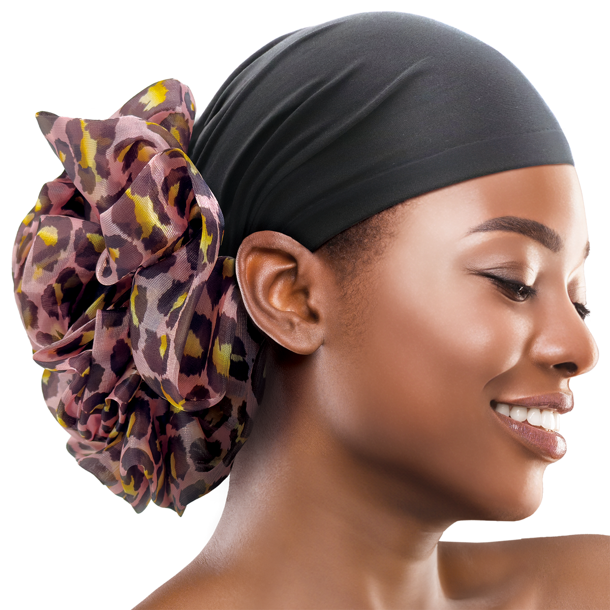 Chiffon Flower Pattern Turban - 6 pcs set