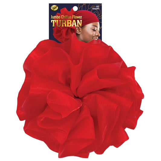 JUMBO CHIFFON FLOWER TURBAN [ASSORT-6PCS SET]