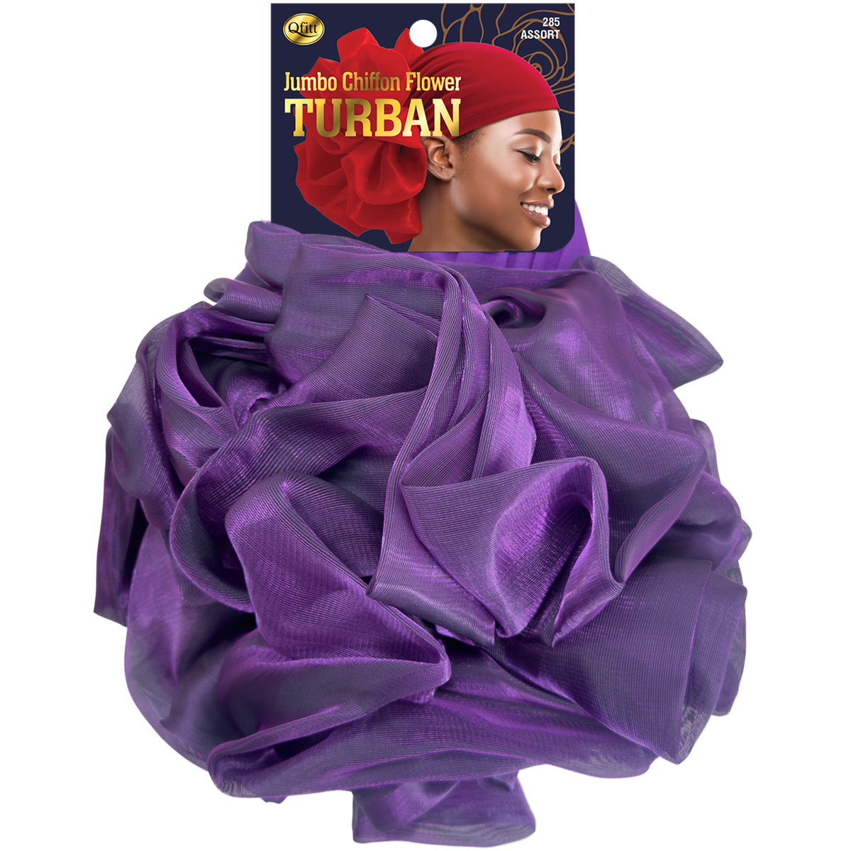 Jumbo Chiffon Flower Turban - 6 pcs set