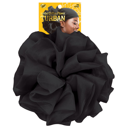 JUMBO CHIFFON FLOWER TURBAN [BLACK]