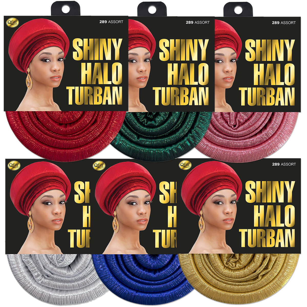 Shiny Halo Turban - 6 pcs set