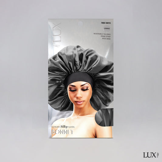 JUMBO LUXURY SILKY SATIN BONNET - SOLID [ONYX]