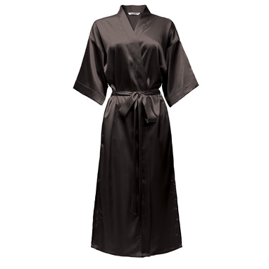 long black satin dressing gown Black Satin Hooded Robe for Women Long Dressing Gown with Pockets XL / Black