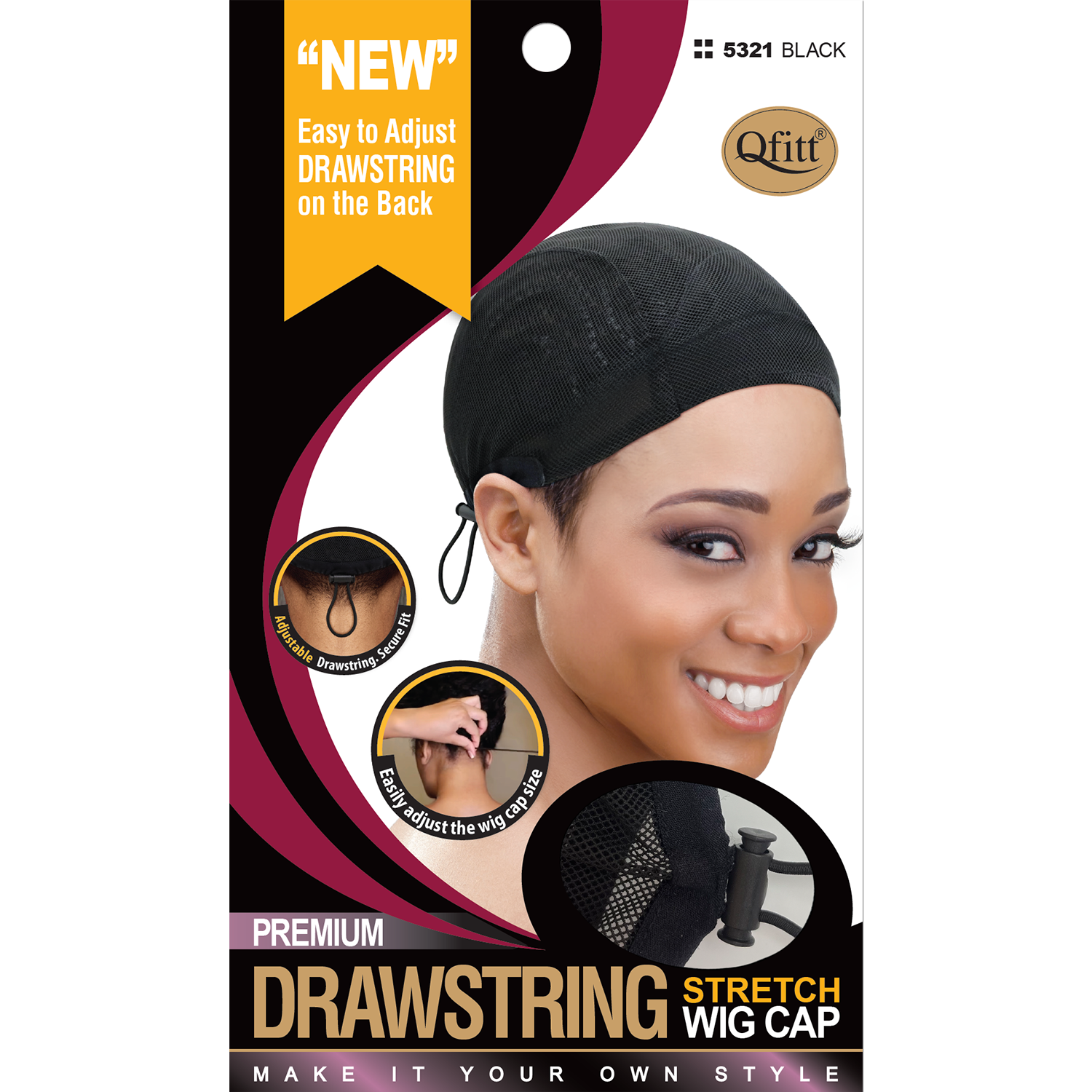 DRAWSTRING STRETCH WIG CAP – Qfitt