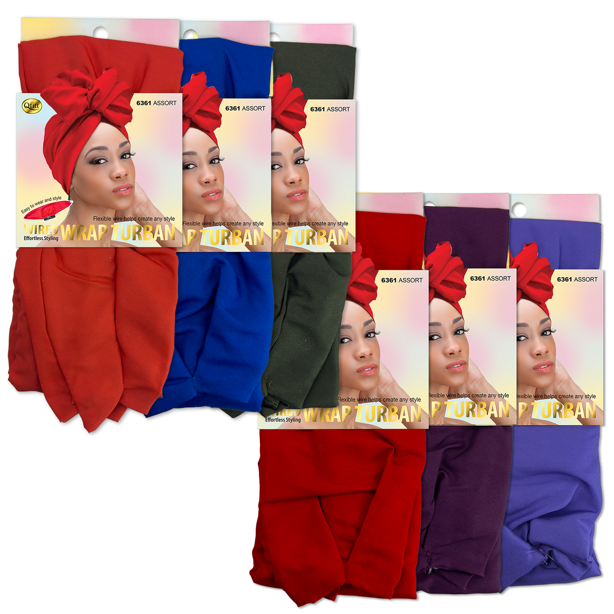 Wired Wrap Turban - 6 pcs set