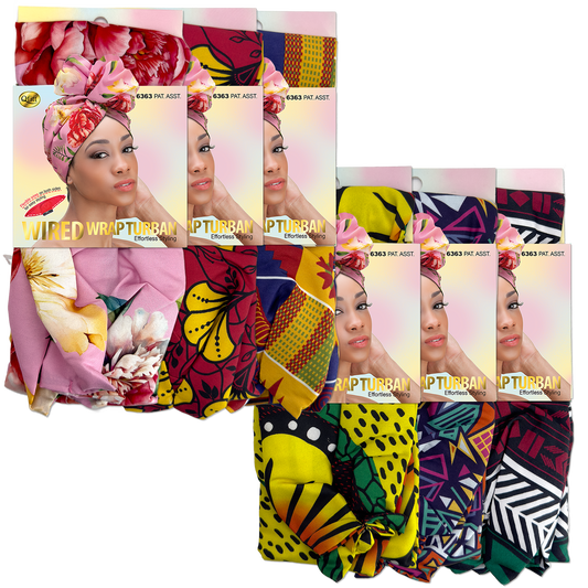 Wired Wrap Turban Pattern - 6 pcs set