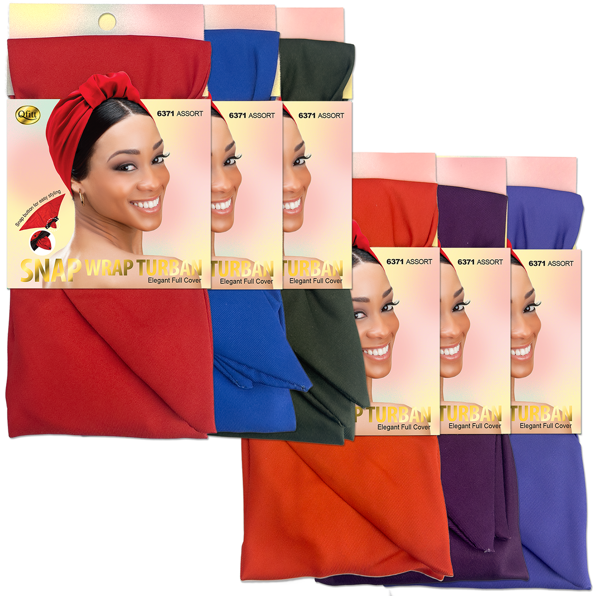 Snap Wrap Turban - 6 pcs set