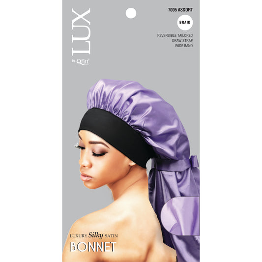 BRAID LUXURY SILKY SATIN BONNET - SOLID [ASSORT-6 PIECES SET]