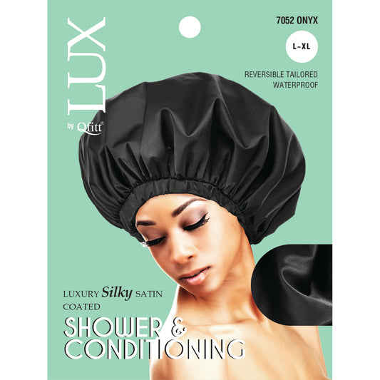 X-LARGE LUXURY SILKY SATIN COATED SHOWER & CONDITIONING - SOLID [ONYX]