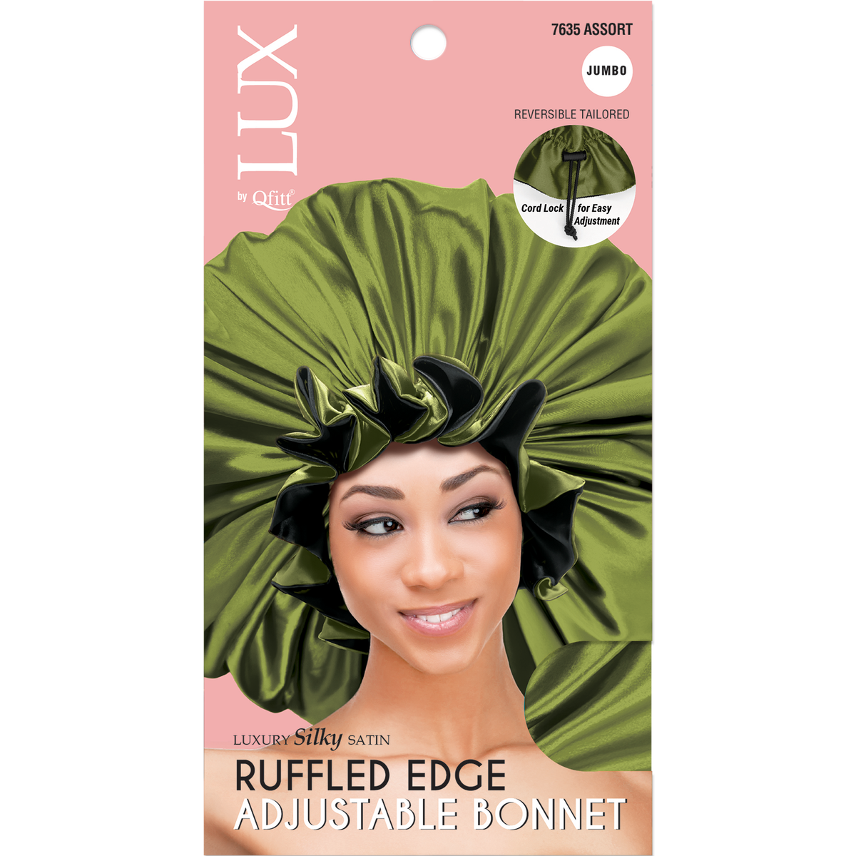 (Jumbo) Ruffled Edge Adjustable Bonnet - Assort - 6 pcs set