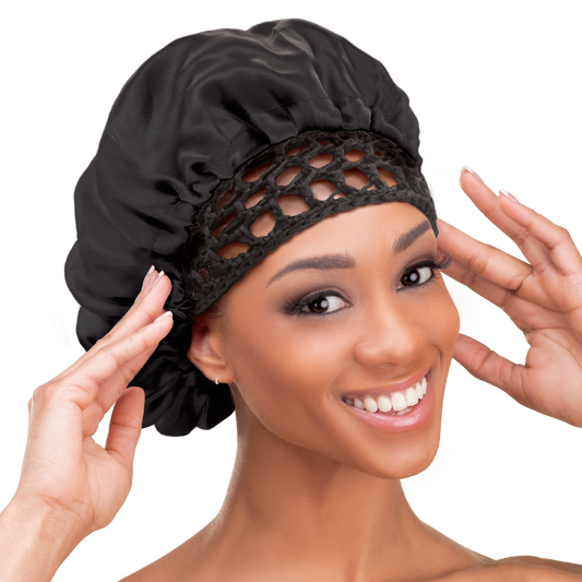 Doobie Cap With Silk Bonnet - Black