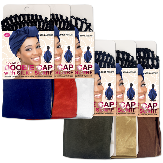 Doobie Cap With Silk Scarf - 6 pcs set