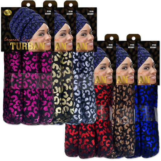 Leopard Layered Turban - 6 pcs set