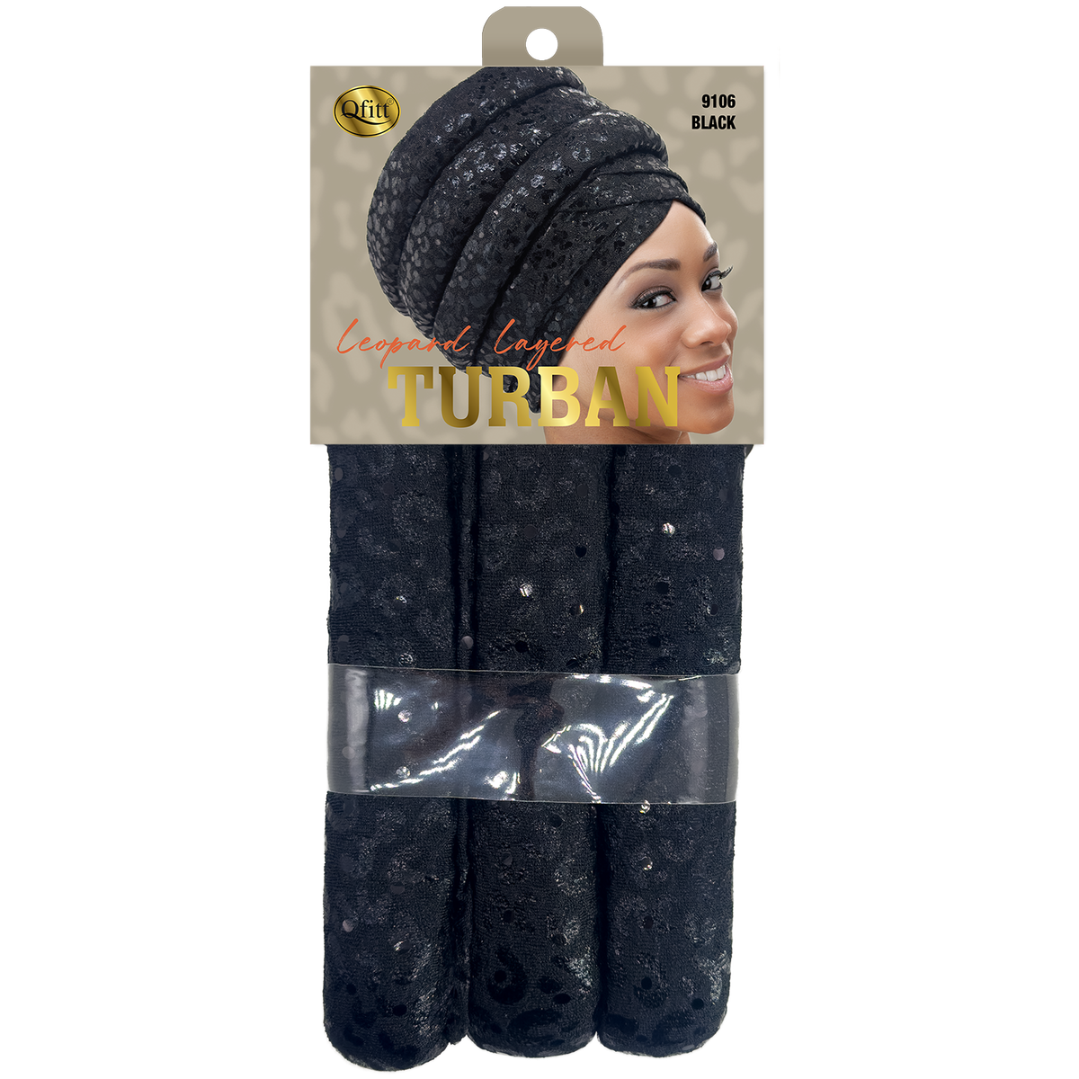 LEOPARD LAYERED TURBAN [BLACK]