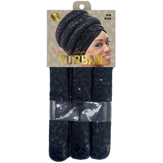 LEOPARD LAYERED TURBAN [BLACK]