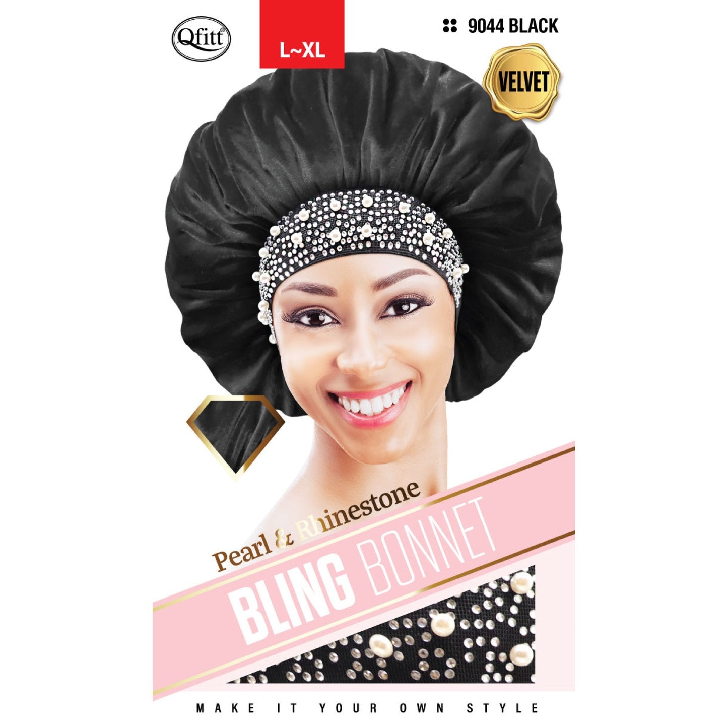 BLING VELVET BONNET - PEARL - 9044