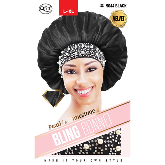 BLING VELVET BONNET - PEARL - 9044