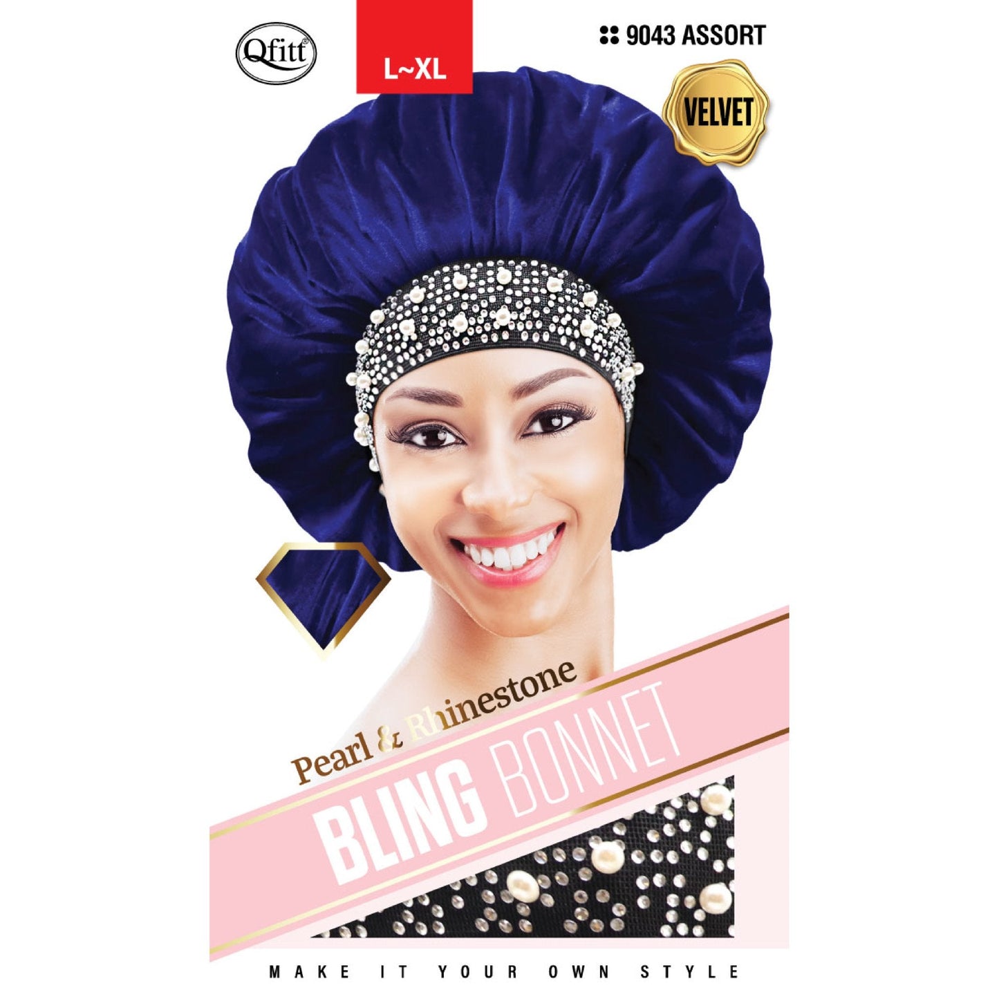 BLING VELVET BONNET - PEARL - 9043