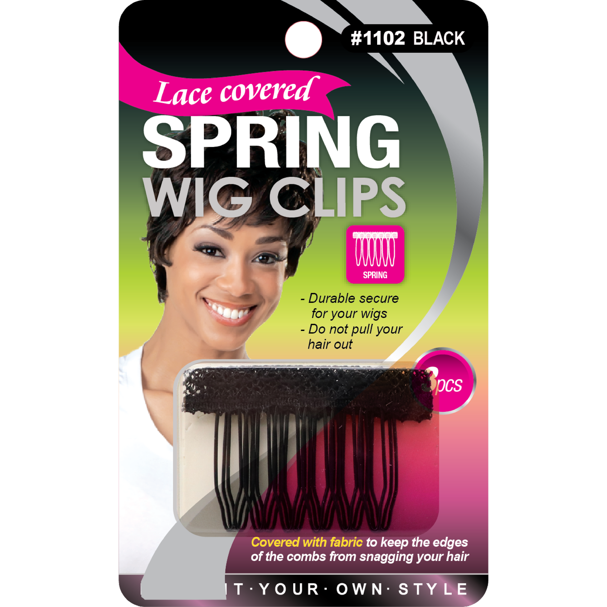M&M Headgear Wig Clips Spring Wig Clips Lace Covered,Pack of 2