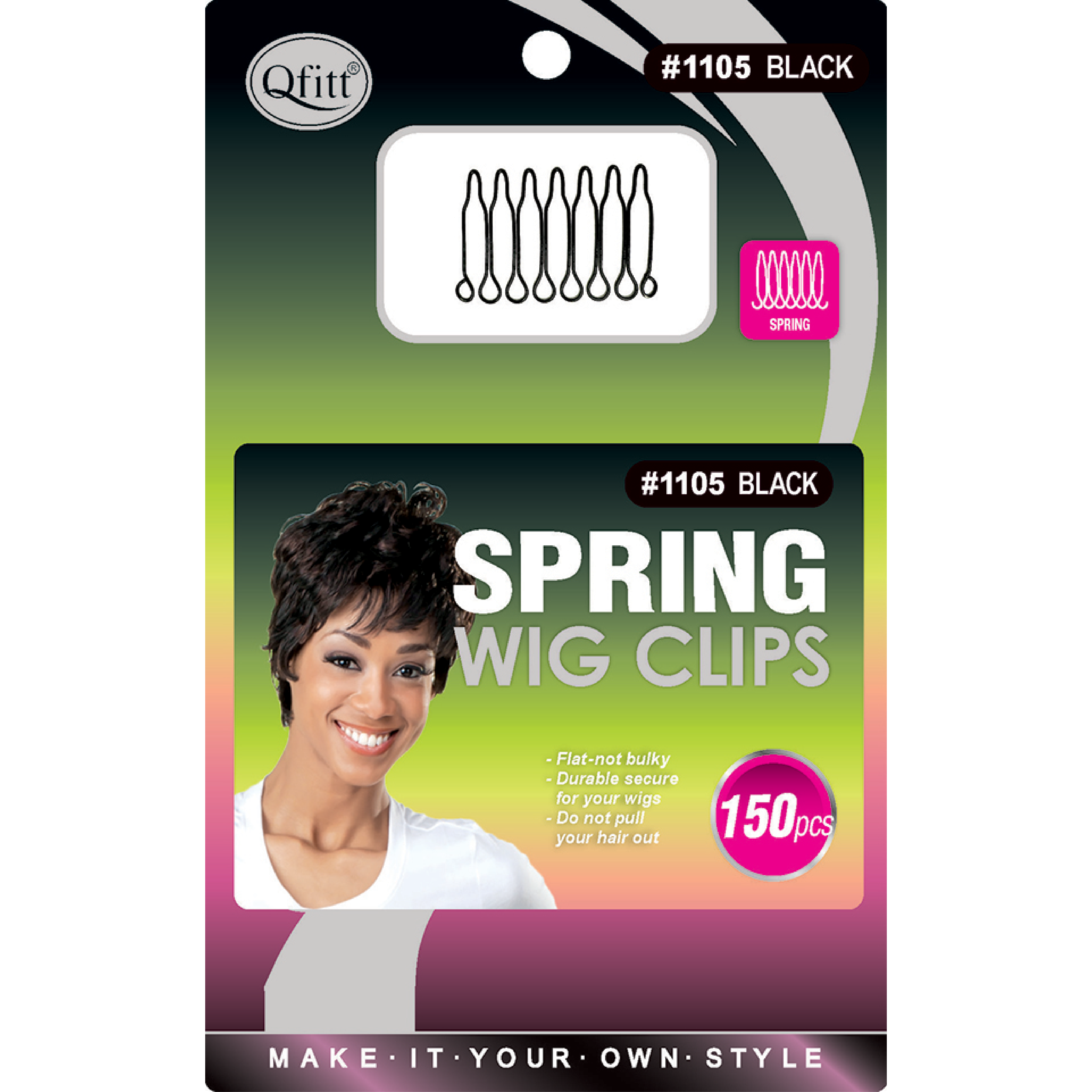 M&M Qfitt Spring Wig Sclips DIY 1105 Black Keep Your Wig in
