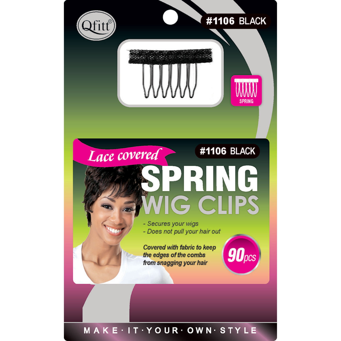 BULK BLISTER LACE COVERED SPRING WIG CLIPS - 90PCS