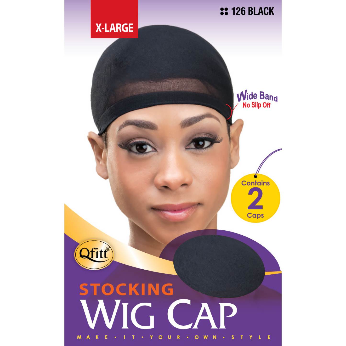 126 X-Large Stocking Wig Cap / Black (12PC) 