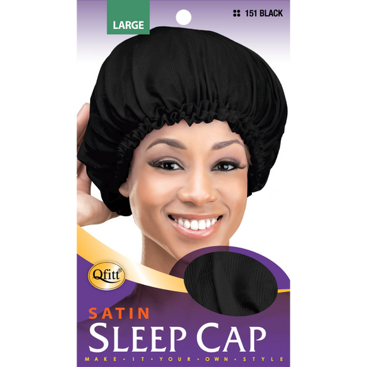 LARGE SATIN SLEEP CAP [BLACK]