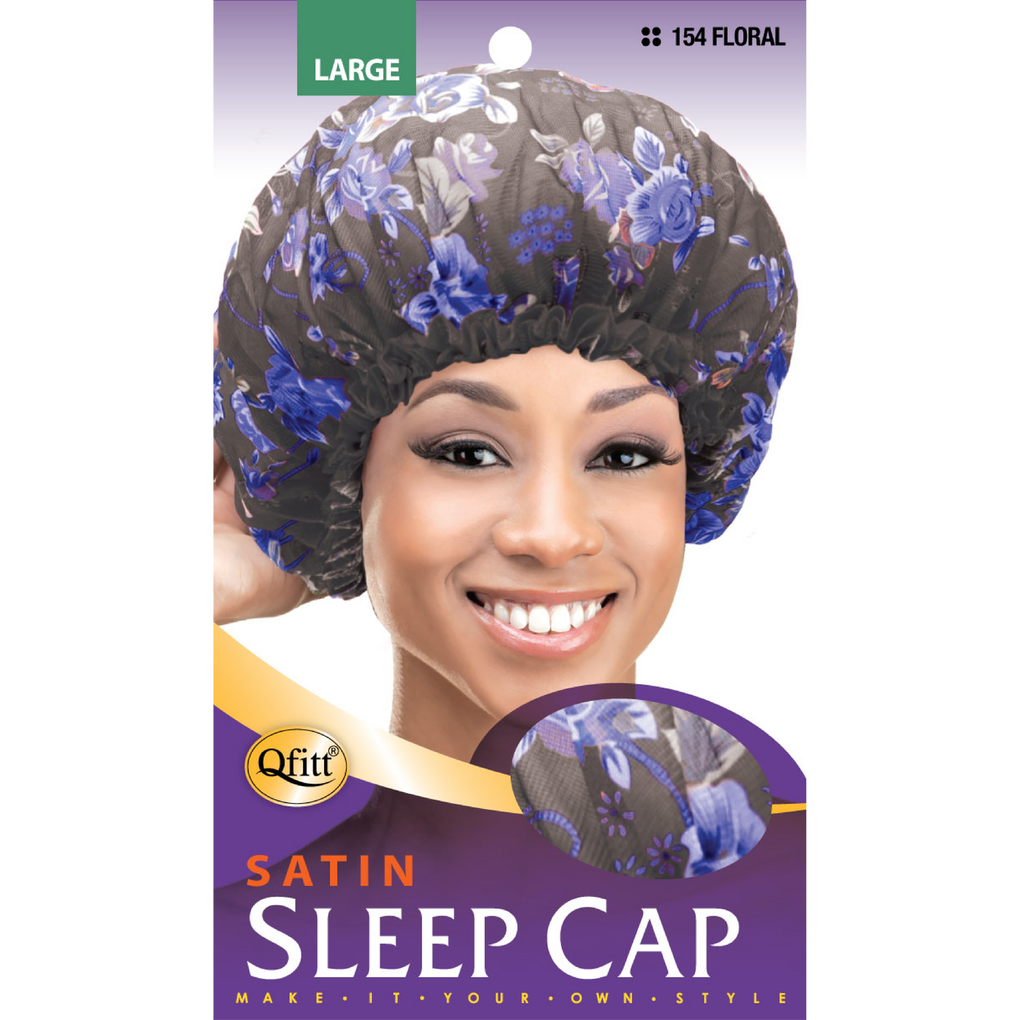 LARGE SATIN SLEEP CAP - FLORAL