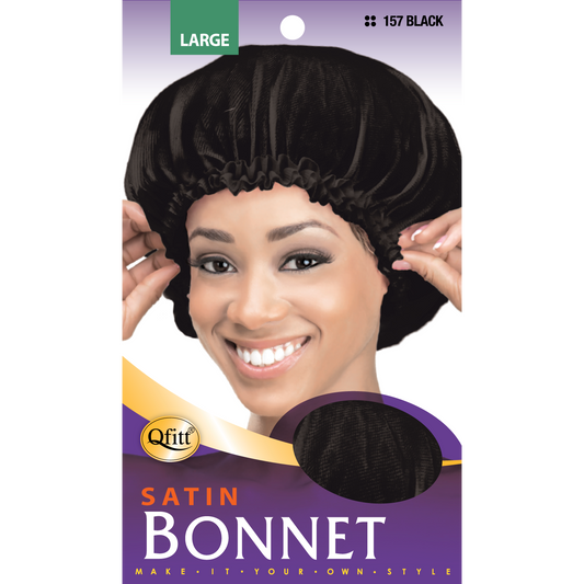 LARGE SATIN BONNET [BLACK]