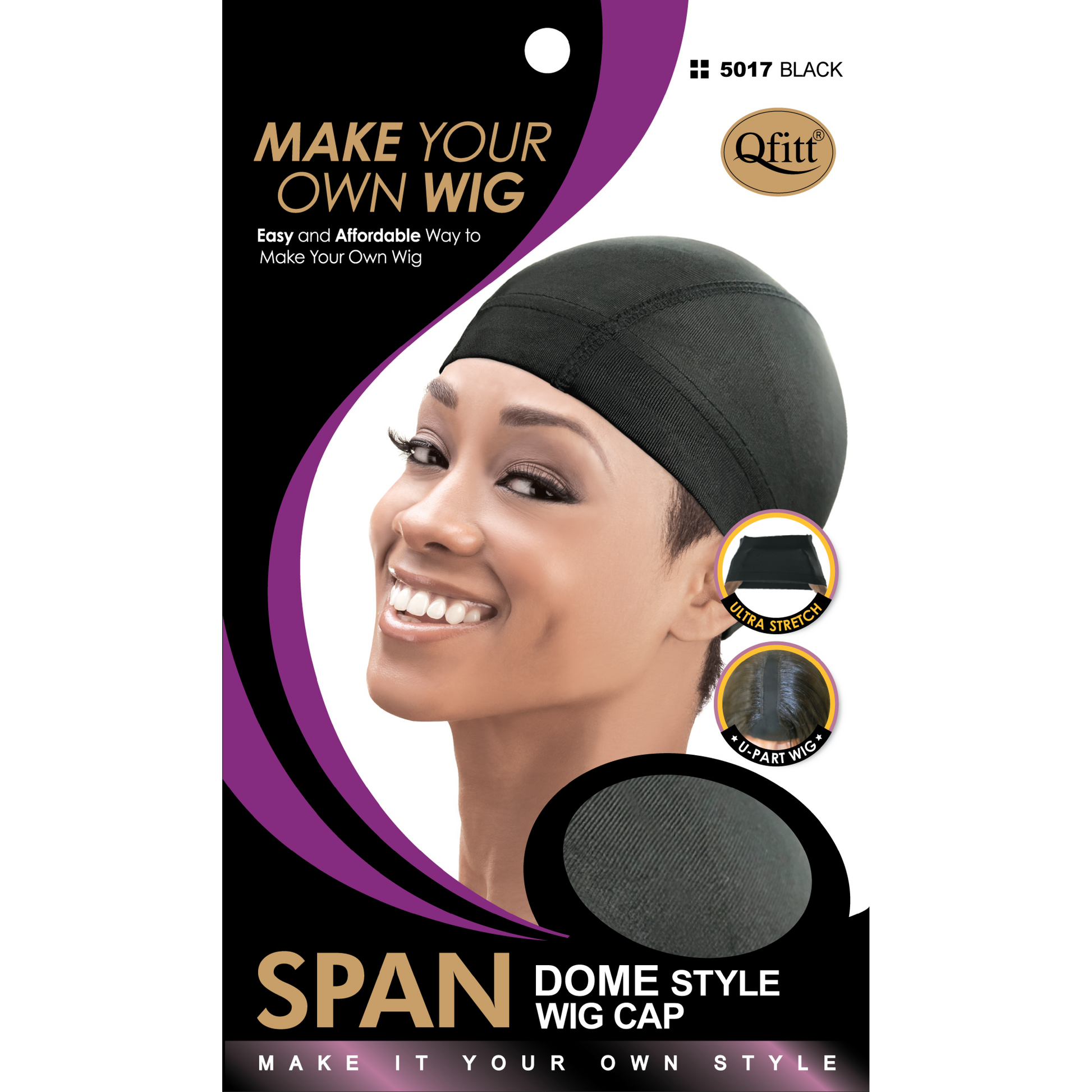 QBWigCollections Dome Wig Cap (Black) Medium