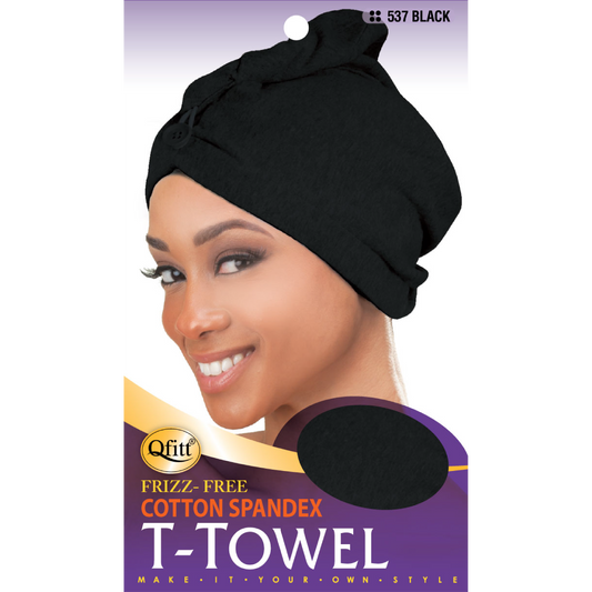 FRIZZ-FREE COTTON SPANDEX T-TOWEL [BLACK]