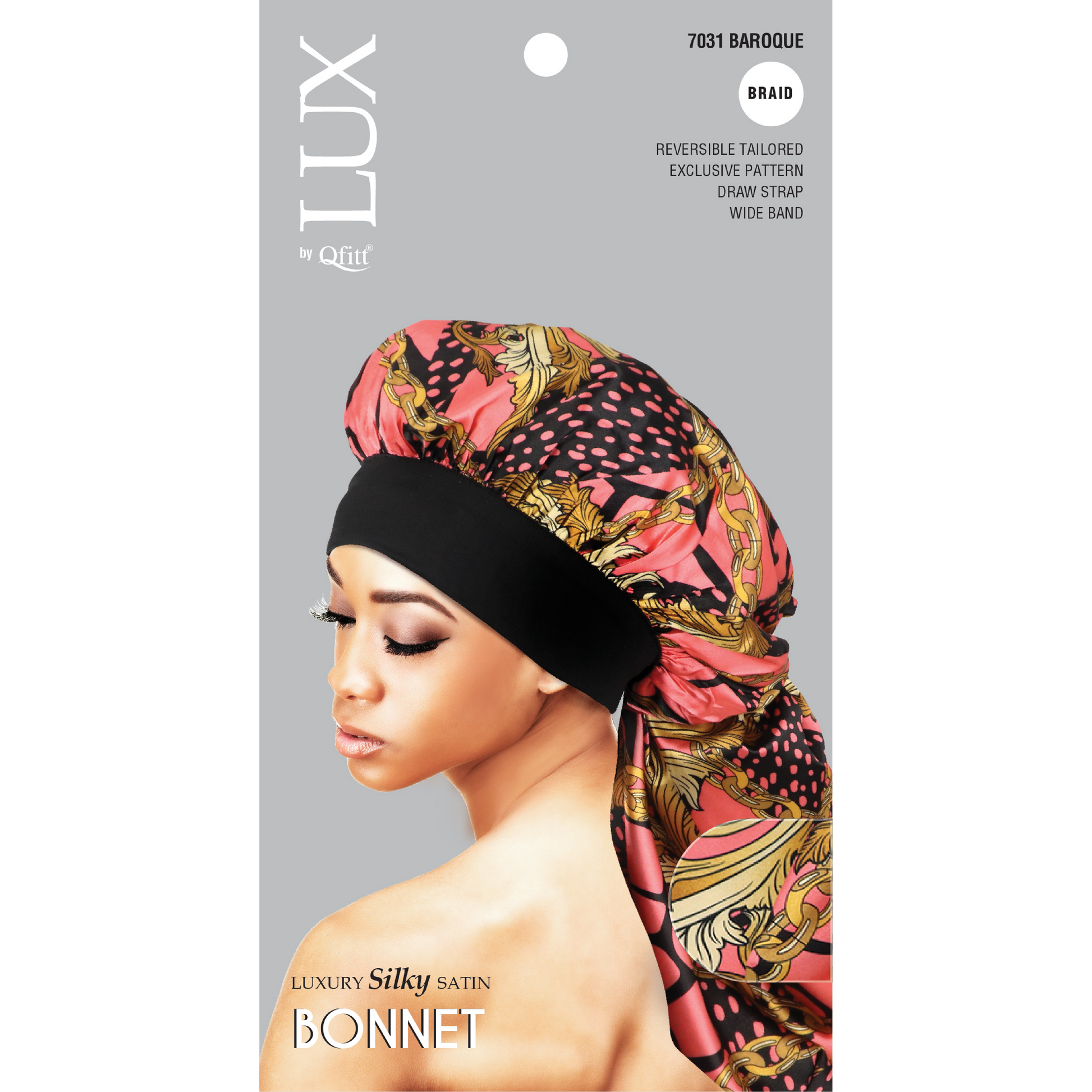 #7021 Lux Pattern Luxury Silky Satin Bonnet - (Afro) Jumbo / Assort (6PC)