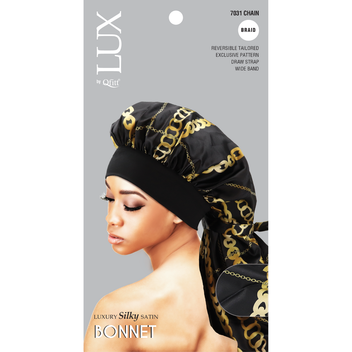QFitt Lux Luxury Silky Satin Tie Bonnet One Size #7071 Afro