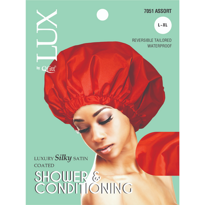 (X-Large) Luxury Silky Satin Coated Shower & Conditioning - Solid - 6 pcs set