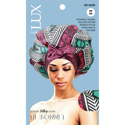 LUXURY SILKY SATIN TIE BONNET - PATTERN [6 PIECES SET]