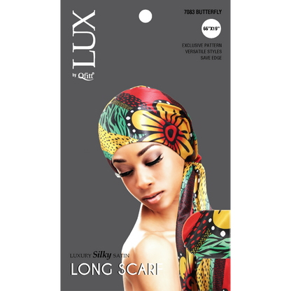 Luxury Silky Satin Long Scarf - Pattern - 6 pcs set