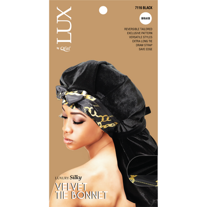 (Braid) Luxury Silky Velvet Tie Bonnet - 6 pcs set