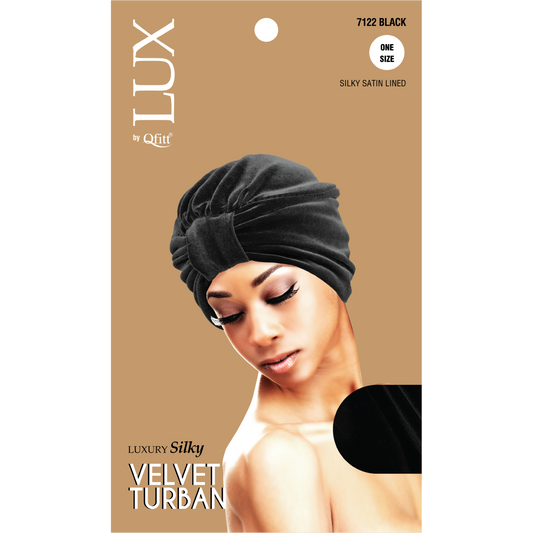 LUXURY SILKY VELVET TURBAN - SOLID [BLACK]